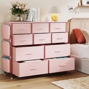 Garvee Fabric Dresser with Multiple Drawers and Side Pockets, Ideal for Closet, Living Room, Hallway Storage and Organization