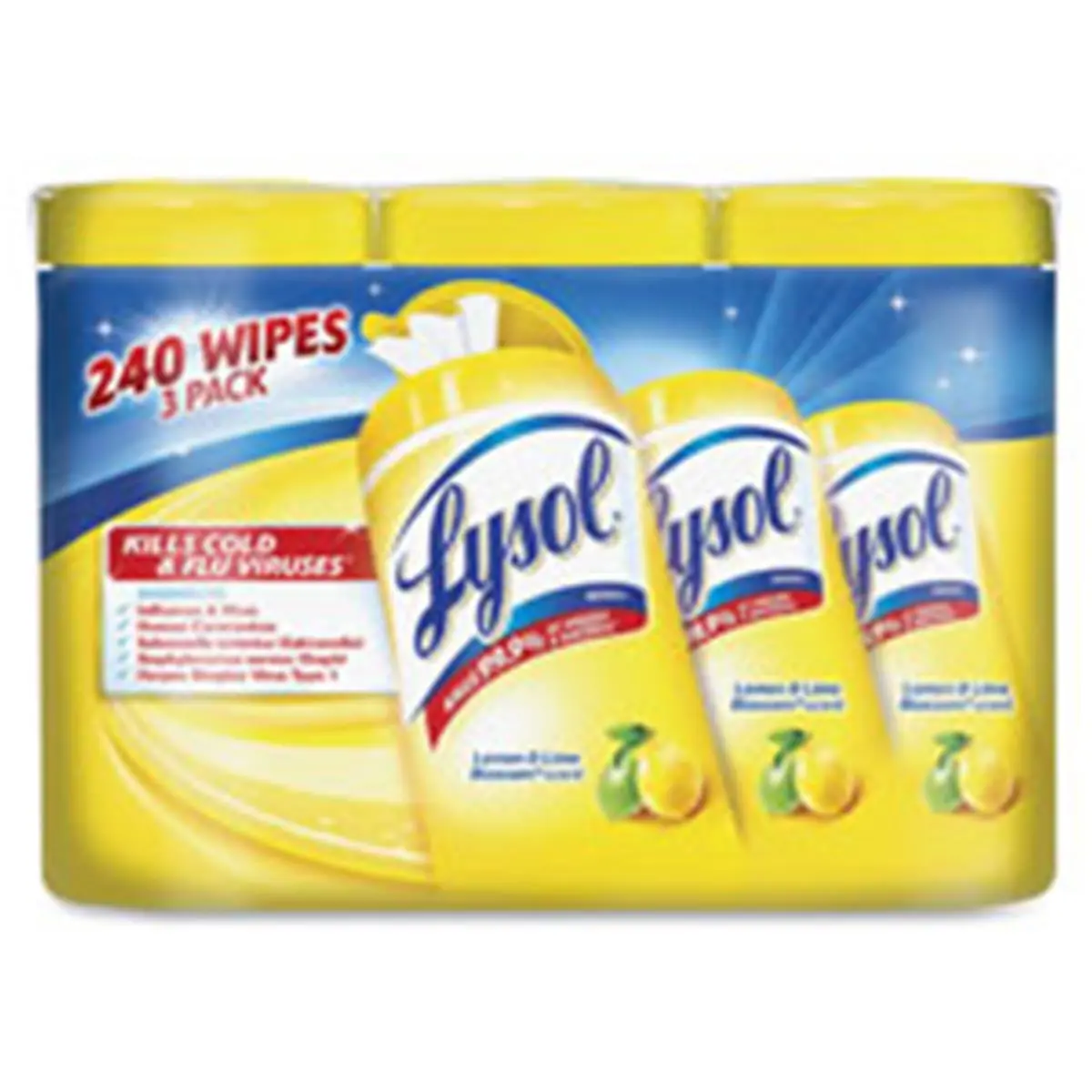 Lysol Disinfecting Wipes (RAC84251CT) by Reckitt Benckiser 212 MAIN - 6 Per Carton, Lemon Lime Scented, Bathroom Cleaner, Kitchen Household Cleaning