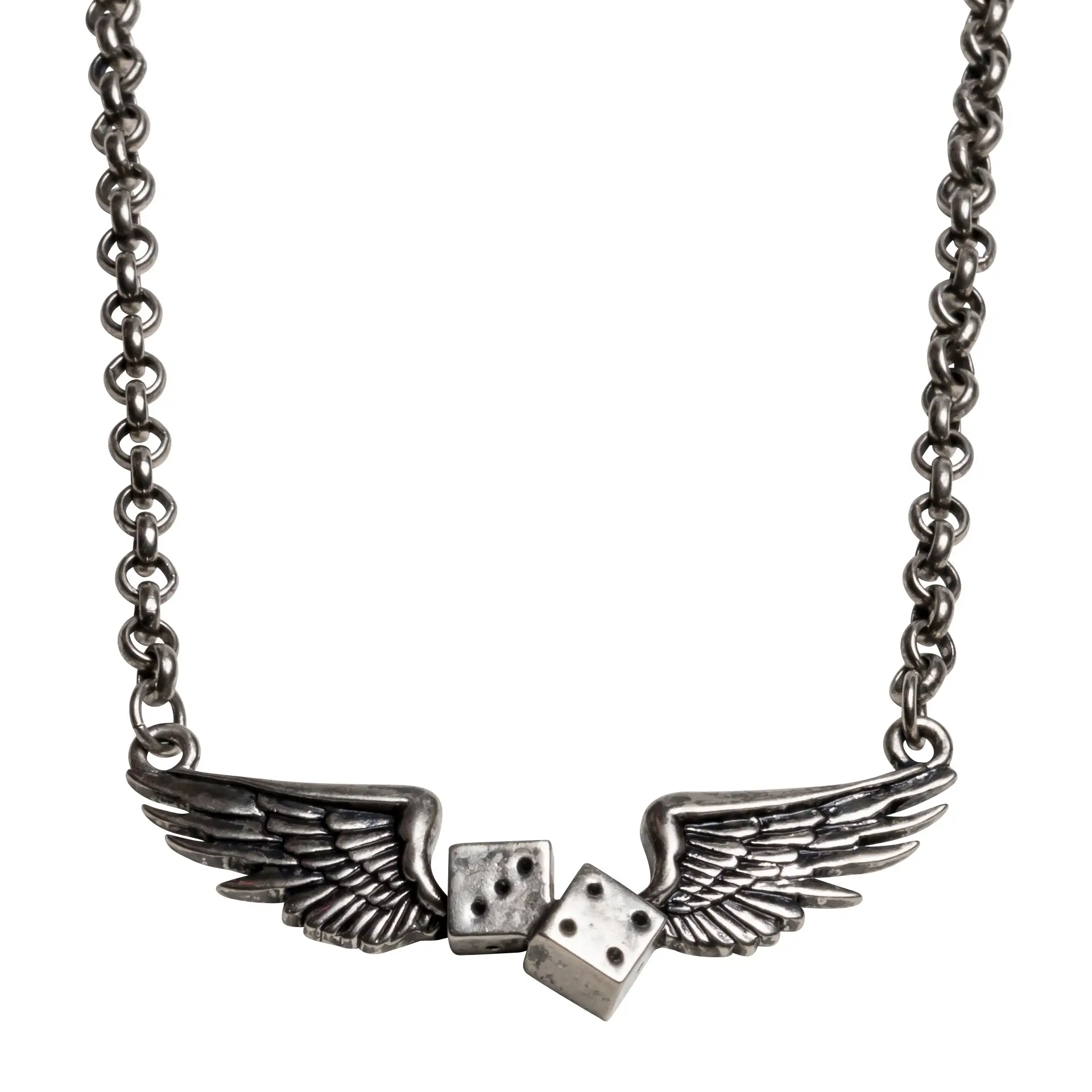 Rockabilly Retro Cool Winged Dice Necklace