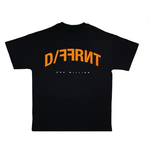 D/FFRNT-Streetwear T-Shirt with Orange Logo and Subtle Brand Text Design.