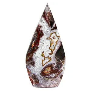 Mexican Crazy Lace Agate Portal Flame Pointed Tower Free Form Polished Stone Gemstone Figurine Healing Crystal Reiki Energy Therapy