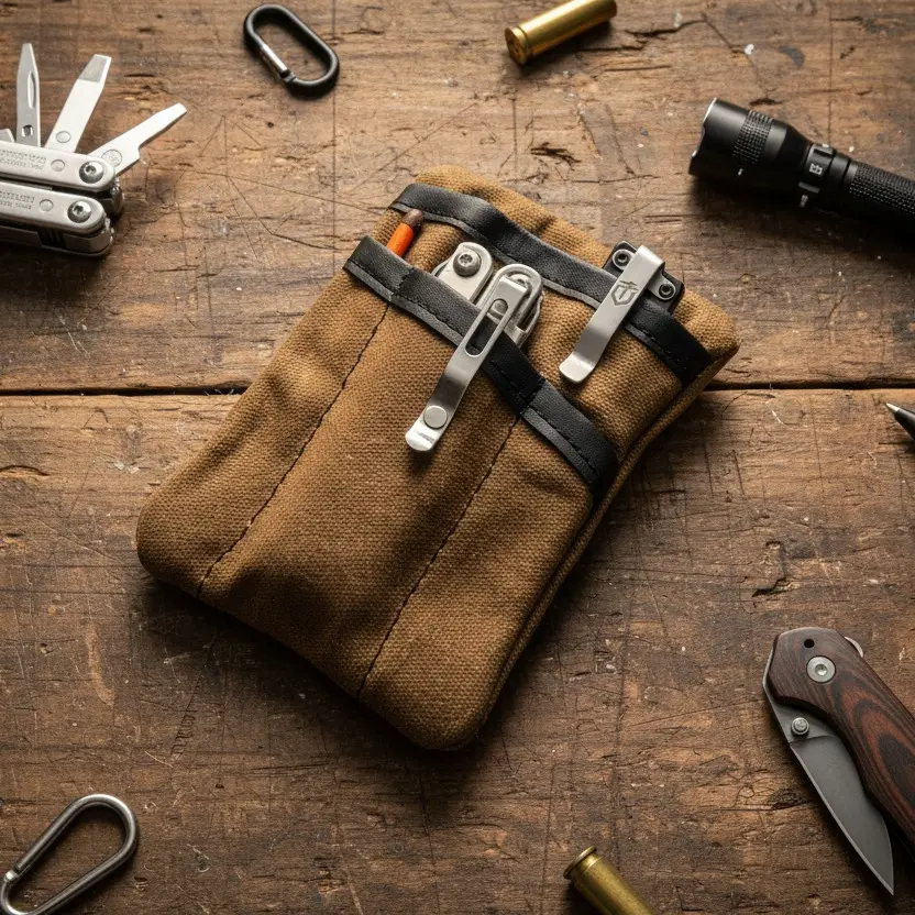 Broken Arrow Adventure Co. Waxed Canvas EDC Pocket Organizer with Compact Design for Organizing Daily essentials