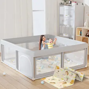 50 x 50 inch Baby Playpen with Mat Small Playpen for Babies and Toddlers Baby Fence Playards