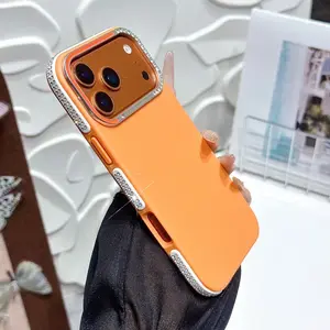 Macaron Full Diamond Large Window iPhone Case, Lens Full Coverage Anti-Drop Protector, Multi-Color Sweet Style, Fits All Apple Series