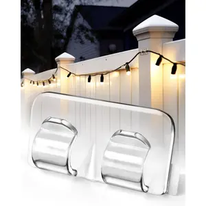 Hooks Clips for Outdoor String Lights: 26 Heavy Duty Light Hooks with Waterproof Adhesive Strips - Outdoor Transparent Rope Fixers for Hanging Christmas Lights - Outdoor Adhesive Clips