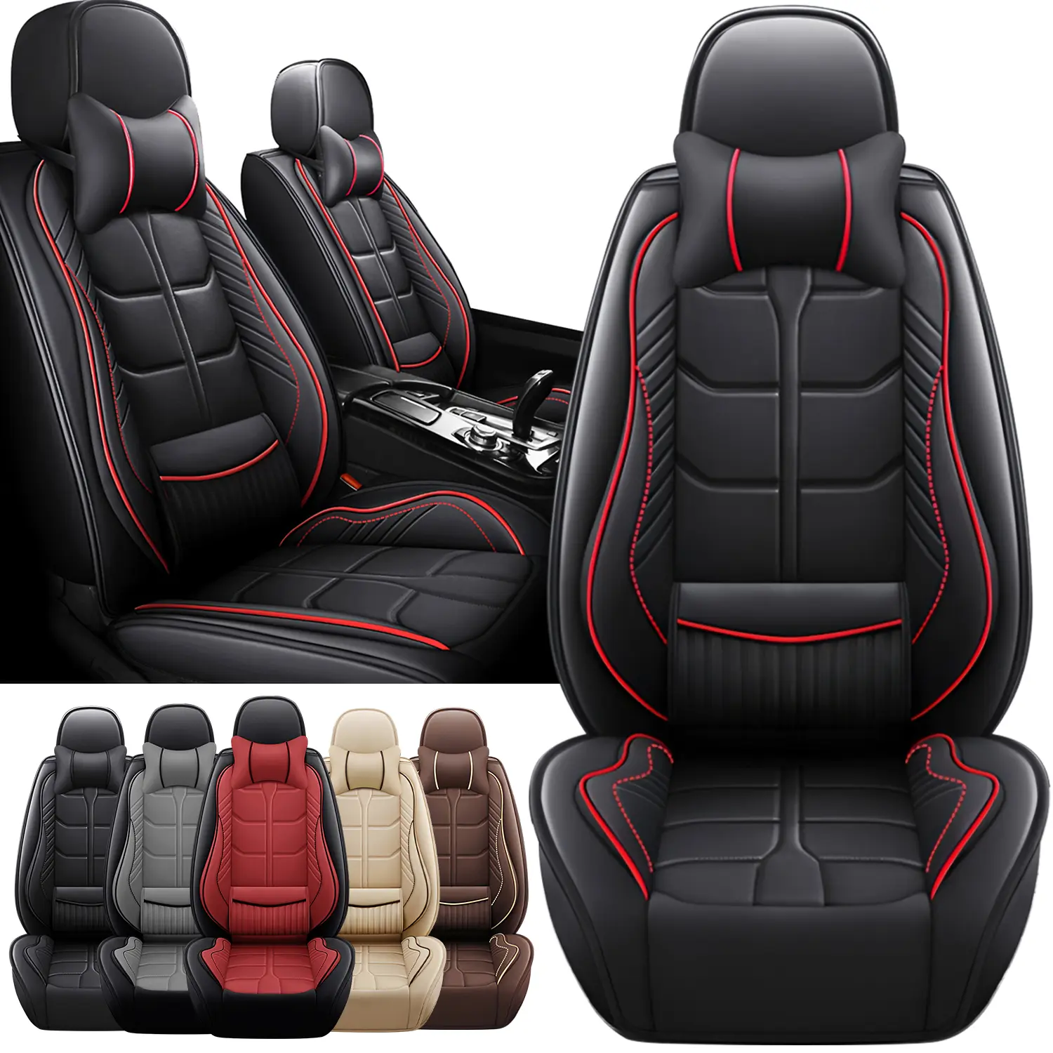 Arespark Car Seat Covers,Fits For Toyota Tacoma 2/4 Door Seat Covers 2005-2022 2023 2024 2025 Truck Crew Double Extended Cab TRD Sport Offroad Limited SR5 V6 Truck, Airbag Compatible Car Cushions(Full Set/Black-Red),Car Interior Decoration