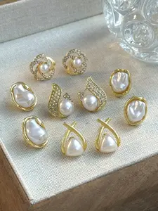 Faux Pearl & Rhinestone Decorated Earrings Set, Fashion Jewelry for Party, Daily Clothing Decor, Trendy All-match & Exquisite Jewelry for Birthday Gift, Stud Earrings