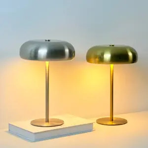 Modern Nordic Style Mushroom Table Lamp, Touch Control, Adjustable Three Colors, Portable Ambiance Light, Rechargeable Lithium Battery