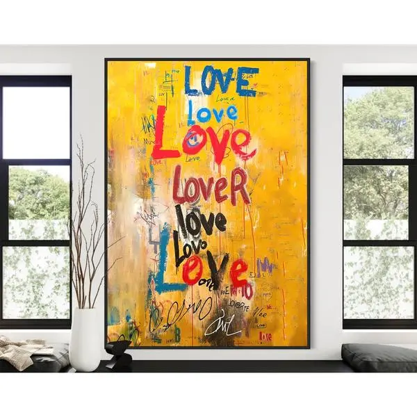 Jean Michel Basquiat Canvas Print - Graffiti Street Art Poster With Gold Blue Accents
