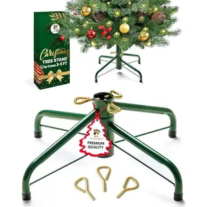 Artificial Christmas Tree Stand Replacement For Trees Up To 5 Feet Tall - Foldable Metal Christmas Tree Stand Artificial Tree Base 18-inch Diameter - Securely Fits 0.5-1.35 Inch Poles [Green,18"/45cm]
