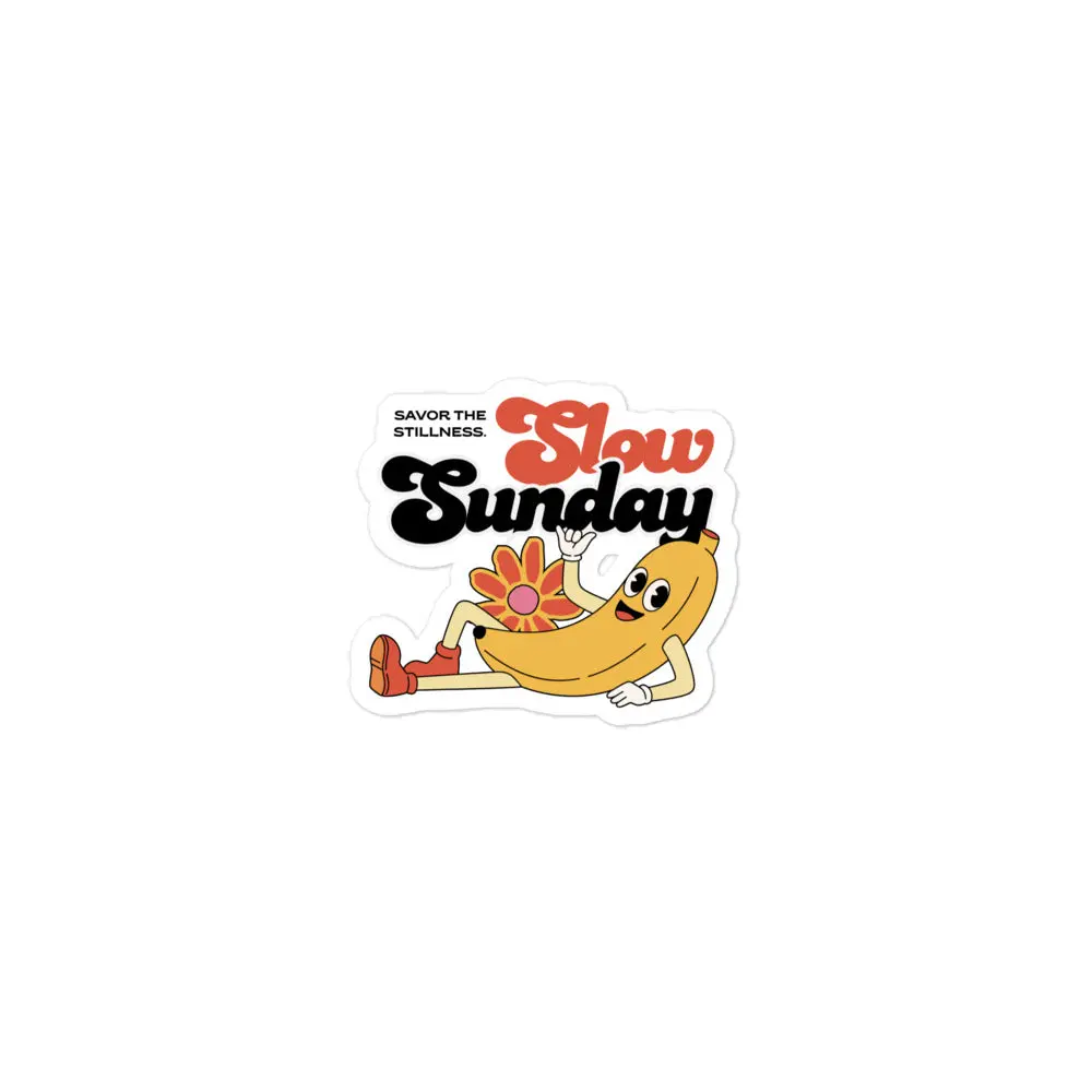Slow Sundays Collectible Vinyl Die-Cut Stickers - Crisp Banana Design, Bubble-Free, High Opacity Film, Bright Casual Sheet for DIY Scrapbooking & Stamping Enthusiasts