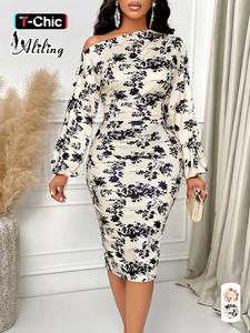 women's all over print asymmetrical neck dress, elegant fashion casual long sleeve dress for daily outdoor wear, lady dress for summer, womenswear, elegant fit dress, elegant formal dress