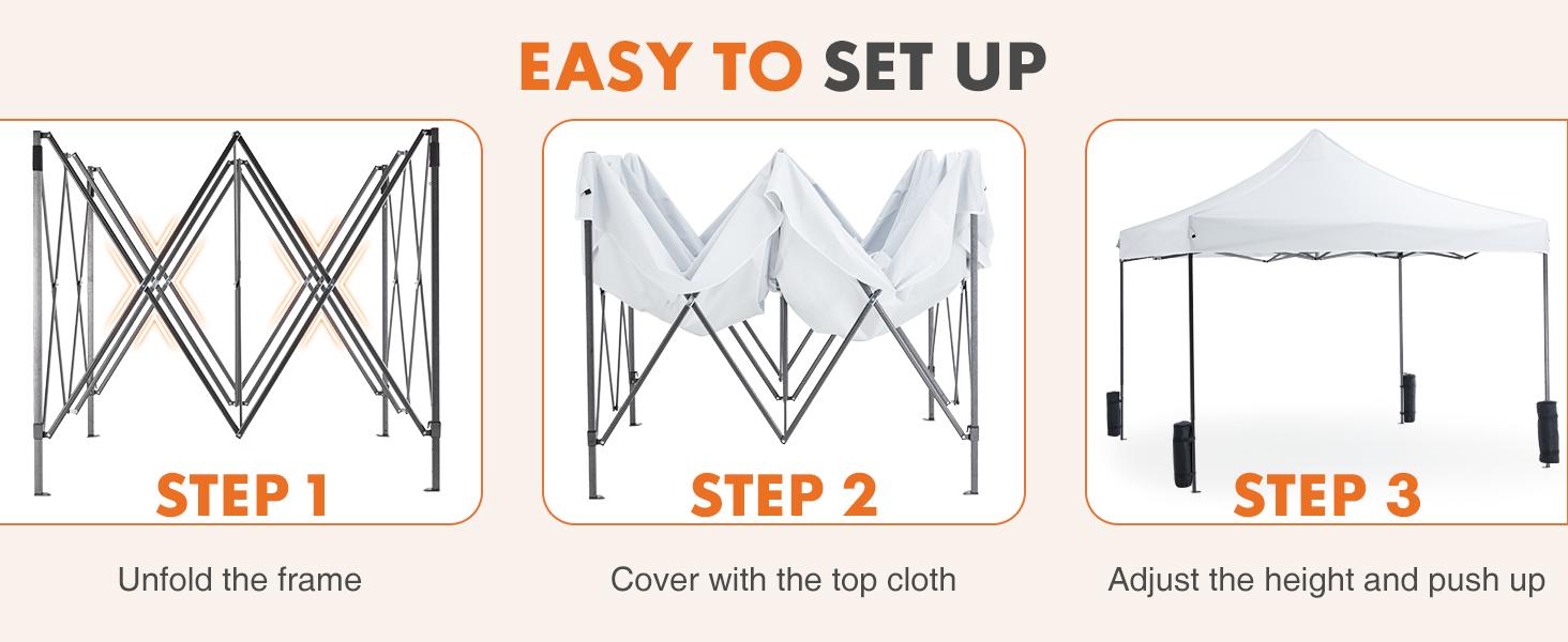 Sweetcrispy 10x10 Pop Up Canopy, Easy Setup Instant Outdoor Canopy with Vented Top and Wheeled Bag, White,summerwins