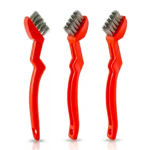 3-Pack Stainless Steel Wire Brush, 6.5 Inch Heavy Duty Cleaning Brush with Curved  Handle, Stiff Steel Bristles for Rust Removal, Grill Grates, Metal Cleaning & Deburring