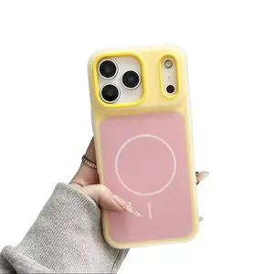 Luxury Candy Color Matte Magnetic Case for iPhone 17 Pro Max 16 15 14 13 Pro Max, 2 IN 1 Shockproof Bumper Case Compatible with Magsafe Wireless Charging Phone Case