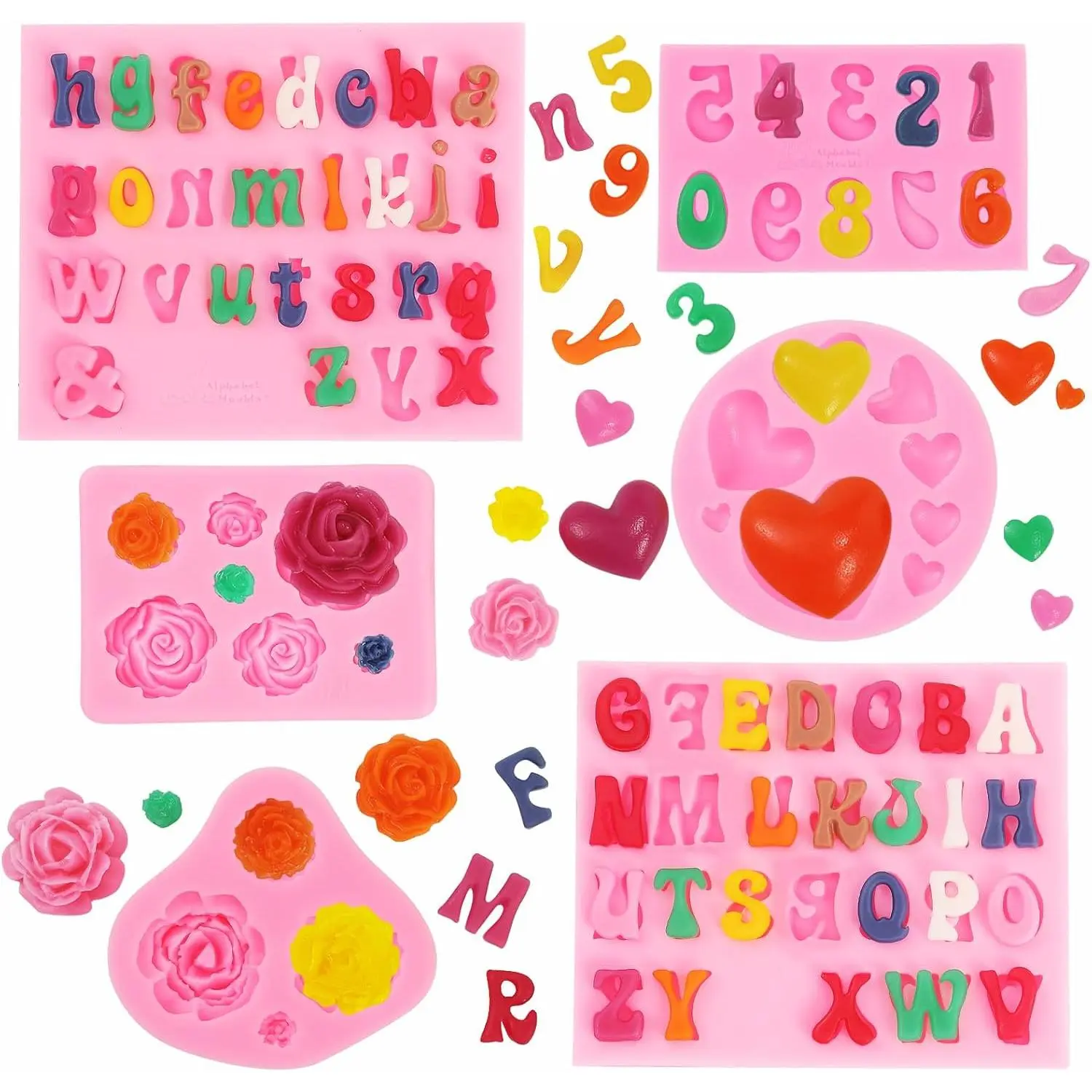 Letter  Mold Alphabet Number Molds Rose Heart Shape Cake Mould for  Baking Candy Making  Molds Sugar for DIY Crafts Candy Desserts Cupcake Decoration