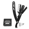Straight Razor for Men, Professional Barber Razor, Black Straight Edge Shavette with 100 Safety Blades, Metal Shaving Razor for Beard, Hairline & Barber Shop Grooming