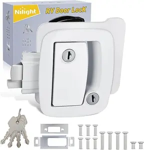 Nilight RV Door Lock Replacement with Paddle Deadbolt 100% Zinc Alloy Entry Locks Handle Latch 4 Keys Heavy Duty Enclosed Camping Locking Kit Fits RVs Campers Travel Trailers Horse Cargo Haulers