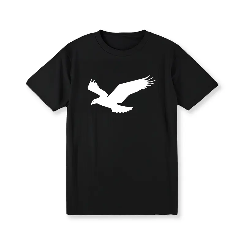 Comfy Eagle Silhouette Print Fashion Tee - Breathable, Soft, Round Neck, Short Sleeve, Casual Wear for Spring Summer - Mens Clothing, New Arrivals