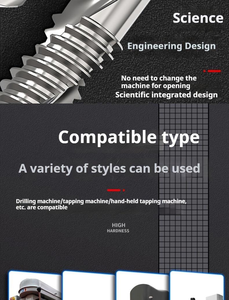 6 Packs Combination Drill & Taps Bit Set, High Speed Steel Tap Drill Bit, Hex Shank M3 to M10 Sizes for Wood, Plastic & Metal, Quick Change
