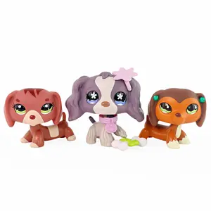 3Pcs Adorable Collie Puppy Mini Figures | Cute Bobble Head Dog Toys with Accessories