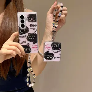 Cat Glue Gel Bracelet Folding Phone Case for Samsung Z Flip 3/4/5/6/7, Full Cover Protective Case, Stylish Design
