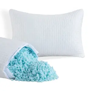 2 Pcs Extra Firm Bed Pillows for Sleeping, Shredded Memory Foam Pillows Standard Size, for Side, Back, Stomach Sleepers,40% Viscose Made from Bamboo Cooling Cover