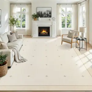 Washable Modern Bordered Area Rugs for Living Room, Solid Extra Large Bedroom Area Rug,Soft Indoor Low Pile Non Slip Rug for Dining Room Kitchen Laundry Room Playroom Home Decor Aesthetic
