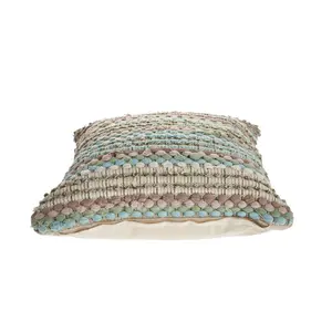HomeRoots 18x18 in. Striped 100% Cotton Decorative Standard Pillows Set of 2 - Zipper-Closure Green Home Decorative Cushions