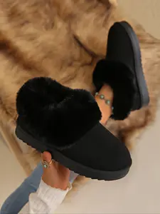 Women's Plaid Snow Boots with Fleece Lining, Casual Warm Boots, Warm Comfortable Winter Short Boots, Soft Thick Sole Outdoor Boots for Cold Weather, Pull on Boots