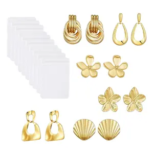 6 Pairs Earrings For Women Trendy Statement Gold Plated Flower Shell Knot Dangle Earrings Lightweight Hypoallergenic Fashion Jewelry Set