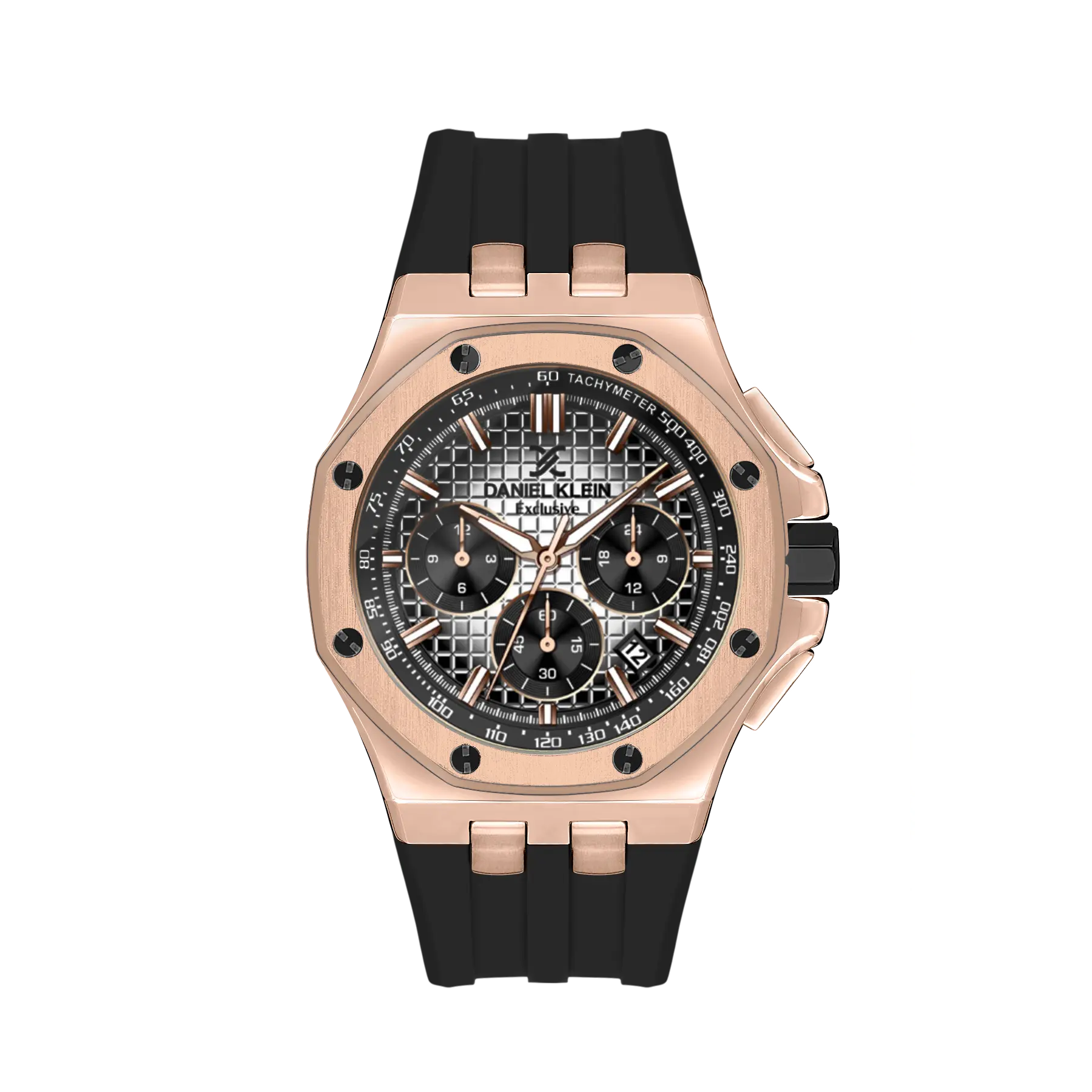 Daniel Klein Exclusive Men Rose Gold/Black Rubber Watch