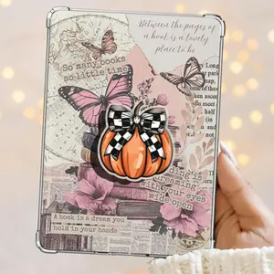 Pumpkin Checkerboard Black Bow Coquette Autumn Fall Cozy Kindle Grip Book Bookish Magnetic Kindle Grip Book Lover Kindle Accessories Phone Holder PopSocket Phone Grip Magnetic Pop Socket Phone Grip