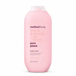 Method Pure Peace Body Wash 18 oz Paraben & Phthalate Free Gentle Cleanse for Daily Grooming Soothing Cleansing Peony Rose Water Pink Sea Salt