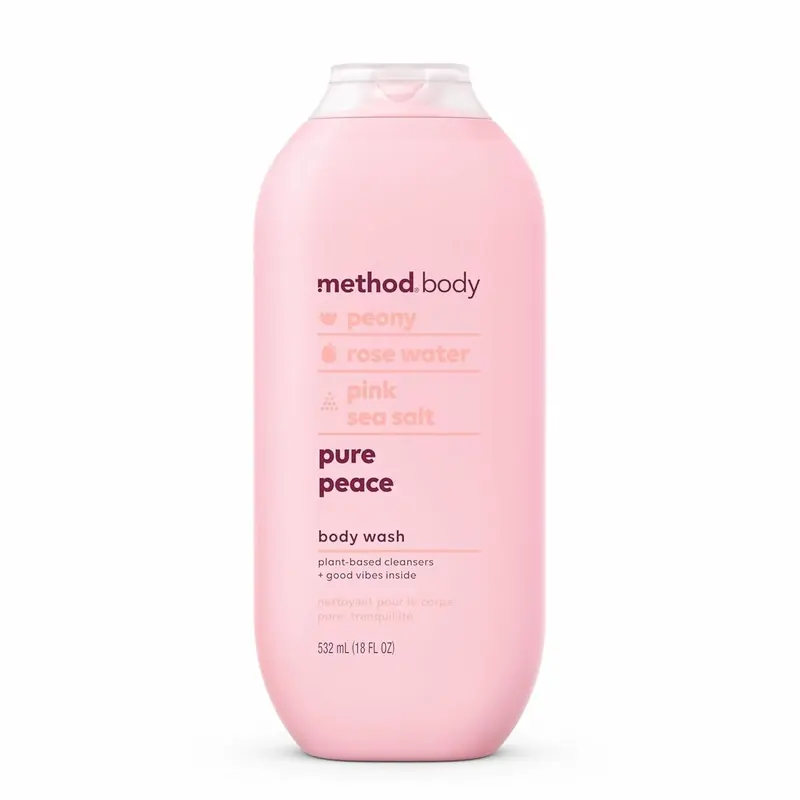 Method Pure Peace Body Wash 18 oz Paraben & Phthalate Free Gentle Cleanse for Daily Grooming Soothing Cleansing Peony Rose Water Pink Sea Salt