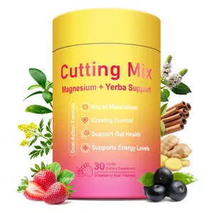 Cutting Drink Mix – Berberine, 5-HTP, Yerba Mate & Magnesium, FOS | Supports Satiety Signaling, Energy & Gut Health | Strawberry Açaí Flavor – 30 Servings
