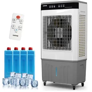 High-Performance Portable Evaporative Air Cooler – 3500 CFM Wetland Cooler Fan – 8.4 Gal (32L) Water Tank – 4 Ice Packs – 3 Speeds – 120° Oscillation – Touch & Remote Control – 12H Timer – 80W Floor Standing AC for Home, Garage, Workshop