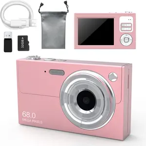 High-Definition Digital Camera with Af Auto-Focus, Portable Compact Camera, Built-In Light, Anti-Shake Functionality, Includes 32GB Memory Card, Portable Vlogging Camera, Boys & Men gifts