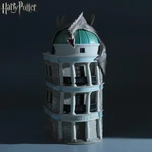 1PC Harry Potter Officially License Gringotts Scenes Statue Bank Harry Potter Coin Piggy Bank Coin Storage Money Box Movie Peripherals Collectible Merch Bedroom Decoration  Desktop Ornaments Birthday Christmas Gift
