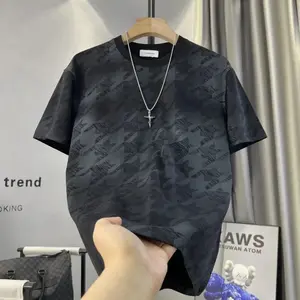 Minimally Contrasting Tie Dye Loose Niche Round Neck Short Sleeved T-shirt for Men's Summer Slim Fit T-shirt Versatile