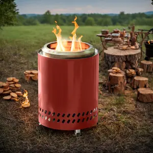 1pc jhk Portable Outdoor Fire Stove - Iron Construction, Polished Finish, Smokeless Mini Fire Pit with Stand & Travel Bag for Camping, Patios