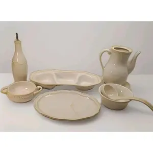 Princess House Pavillion Ivory Serving Dishes Mixed Lot Trays Pitcher Cruet