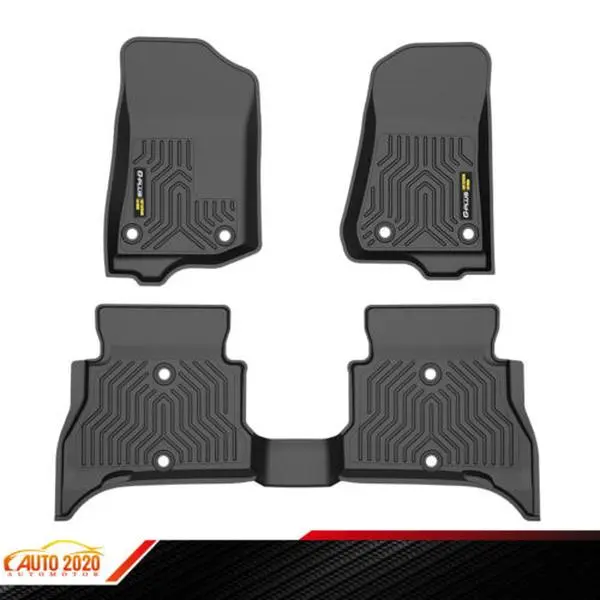 3D Molded All-Weather TPE Floor Mats, Car Accessory Liner Carpets Fits 21-25 Jeep Wrangler 4xe