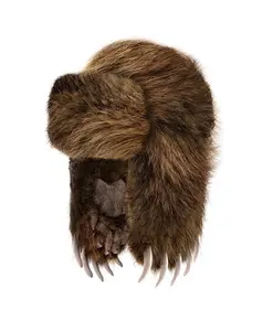 Bear Claw Hat Brown -  Fur Hat Design with Bear Claw Detail