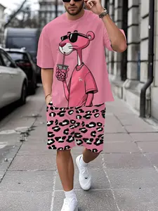 Men's Graphic Short Sleeve T-Shirt and Shorts Set, Fitted, Breathable Outdoor Casual Sports, Summer 3D Print for Active Adults