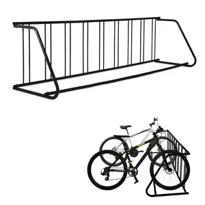  Bike Floor Rack for 9 Bicycles, Single-Sided Commercial Grid Bike Storage Rack, Powder Coated Steel Freestanding Bicycle Parking Stand for Garage, Outdoor, Street, Yard, Black