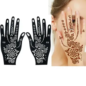 20 Sheets Henna Tattoo Stencils | Indian Arabian Glitter Temporary Tattoo Templates for DIY Body Art Daily Peel Cosmetic Makeup