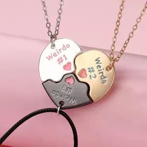 BFF Best Friends Forever Necklace Set 3 Pieces Heart-Shaped Magnetic Puzzle Friendship Pendant Cute Fantasy Jewelry Gift for Girls Teens Women