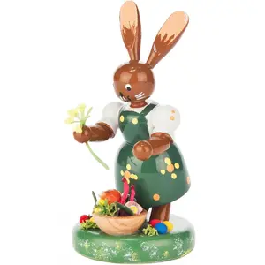 Rabbit Bunny Shape Easter Decor Ornament - Alexander Taron Dregeno Gardener Bunny with Flower Accent, Festive Home Supply for Festive & Party Use