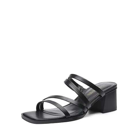 DREAM PAIRS Women's Chic Square-Toe Strappy Chunky Heels Sandals - Design-Focused Footwear with Padded Comfort, Anti-Slip Sole, Evenly Distribute Weight Fit for Different Foot Shapes, Casual Wear